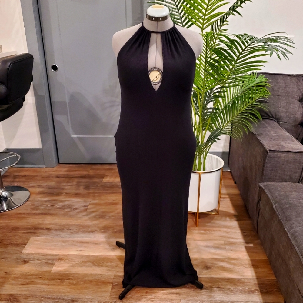 H&M Conscious Collection Cut Out Maxi Dress Size 12 Black